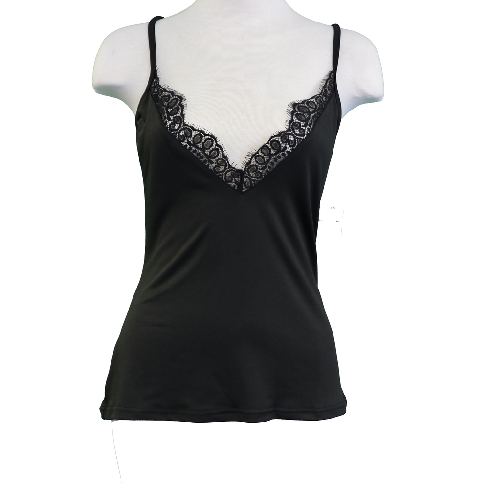 Elegant Black Lace Trim Camisole